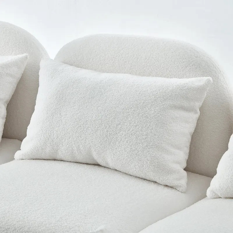Meubles de salon Canapé paresseux trois places en tissu Teddy blanc