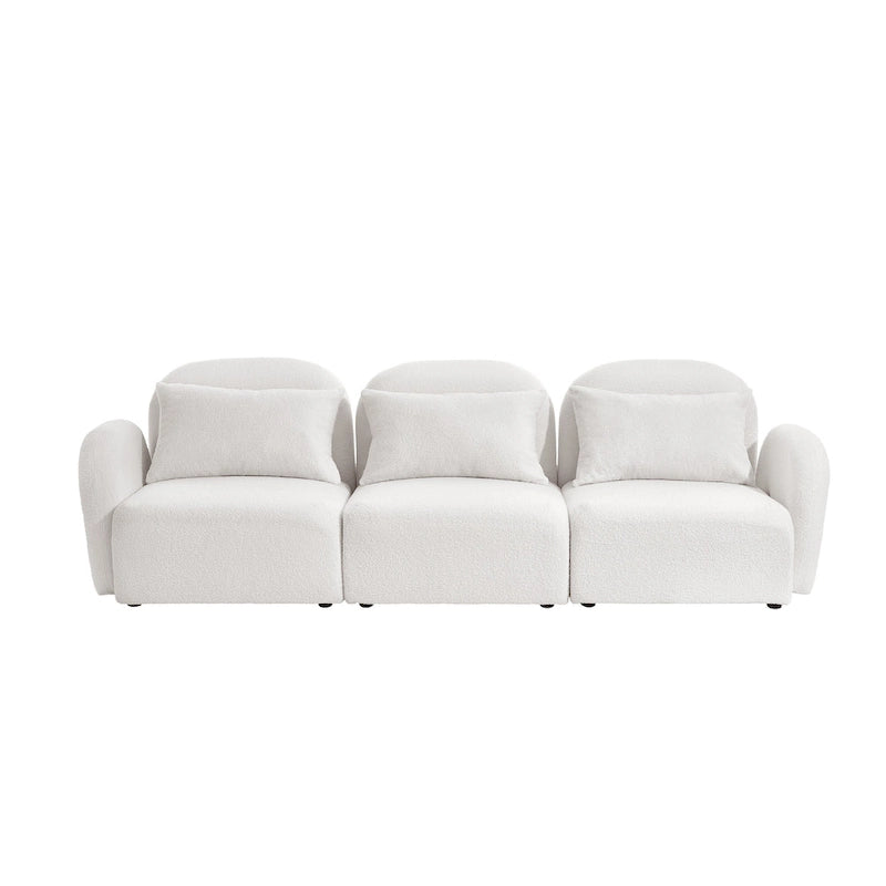 Meubles de salon Canapé paresseux trois places en tissu Teddy blanc