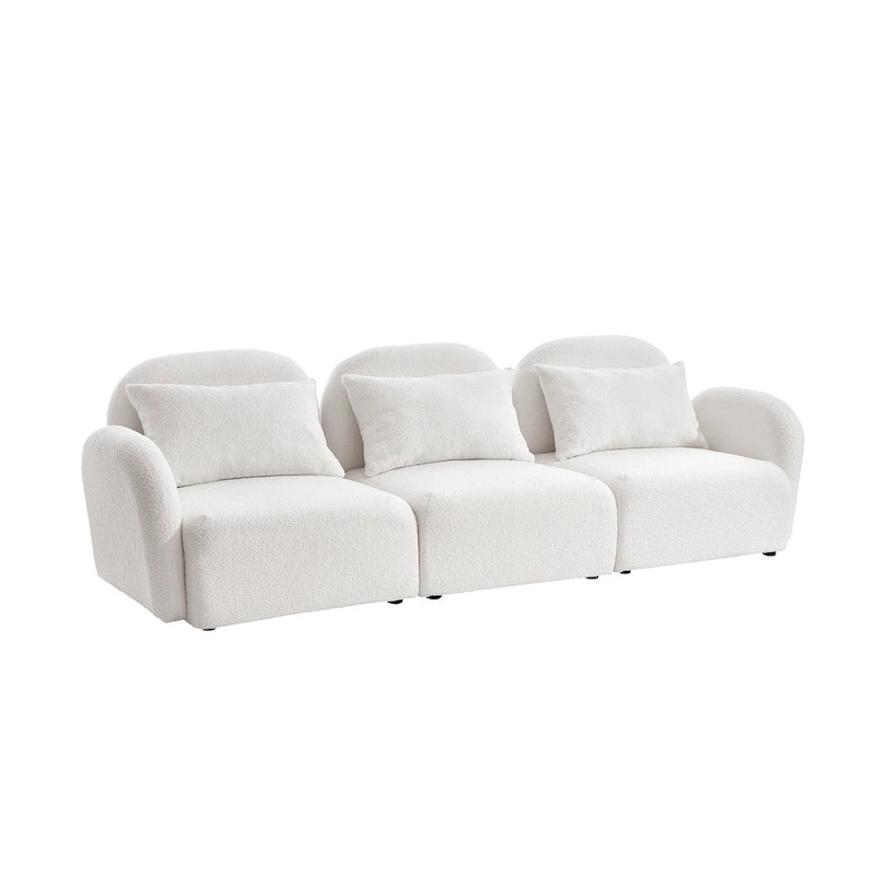 Meubles de salon Canapé paresseux trois places en tissu Teddy blanc