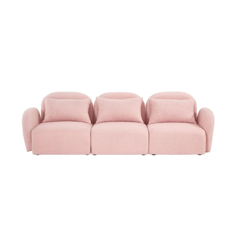 Meubles de salon Canapé paresseux trois places en tissu Teddy blanc