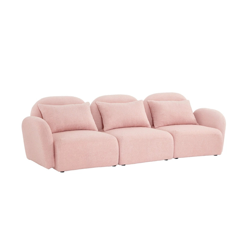 Meubles de salon Canapé paresseux trois places en tissu Teddy blanc