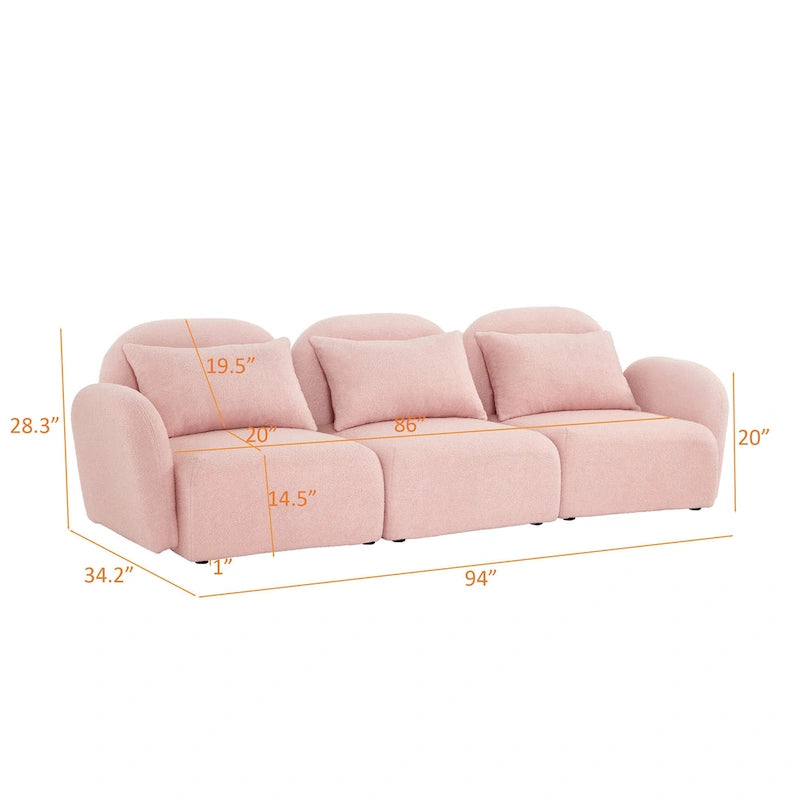 Meubles de salon Canapé paresseux trois places en tissu Teddy blanc