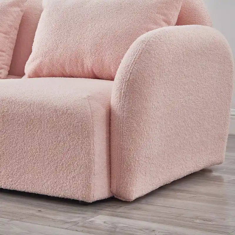 Meubles de salon Canapé paresseux trois places en tissu Teddy blanc