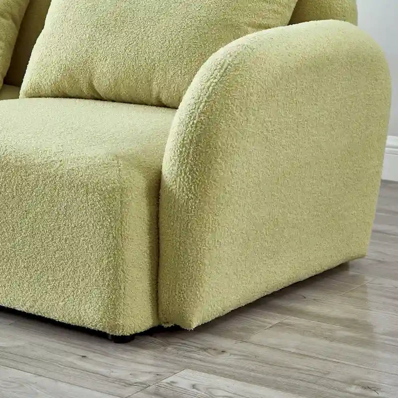Meubles de salon Canapé paresseux trois places en tissu Teddy blanc