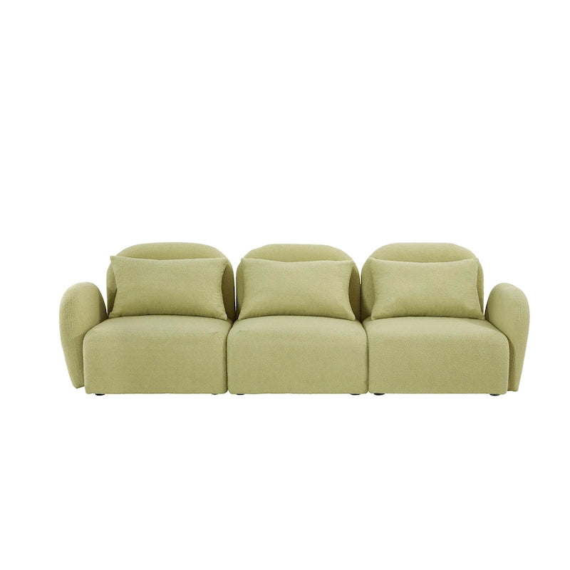 Meubles de salon Canapé paresseux trois places en tissu Teddy blanc
