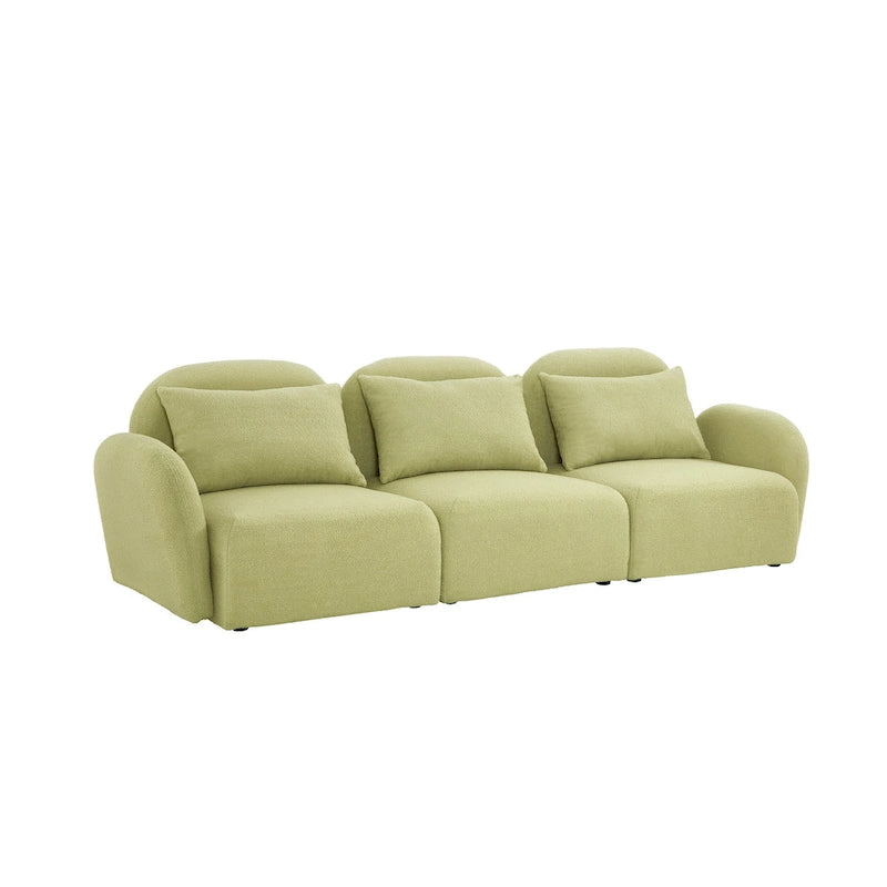 Meubles de salon Canapé paresseux trois places en tissu Teddy blanc