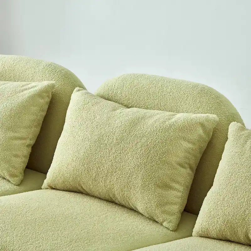 Meubles de salon Canapé paresseux trois places en tissu Teddy blanc