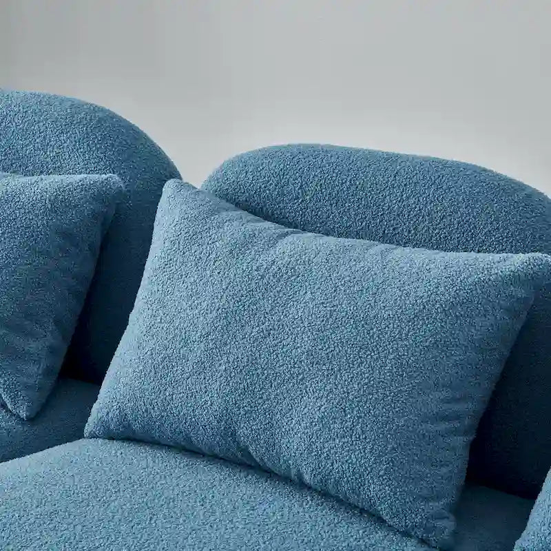 Meubles de salon Canapé paresseux trois places en tissu Teddy blanc