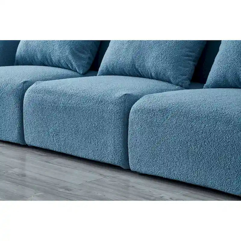 Meubles de salon Canapé paresseux trois places en tissu Teddy blanc