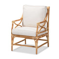Chaise en rotin rembourrée de style bohème - Blanche/Bois naturel