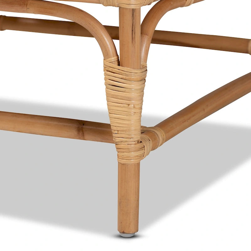 Chaise en rotin rembourrée de style bohème - Blanche/Bois naturel