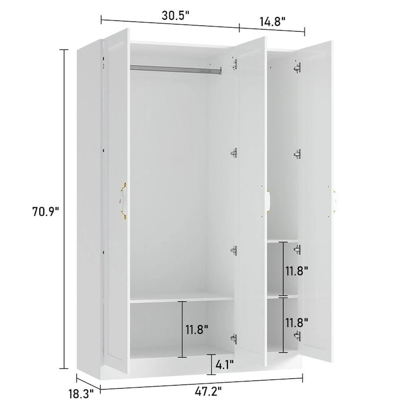 Armoire Penderie Étagères Tringle Portes Meuble de Rangement pour Placard