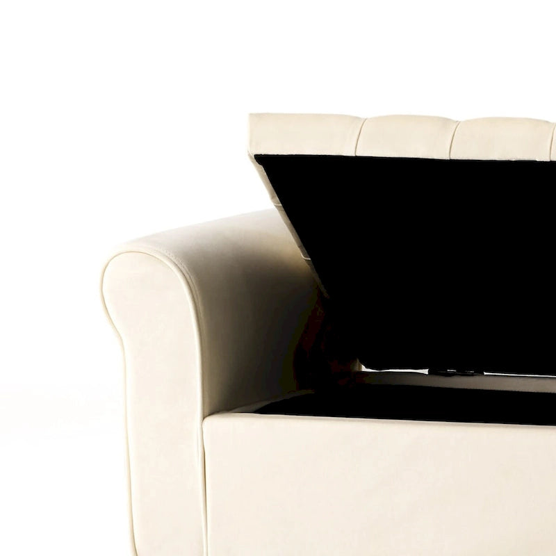 Banc de rangement capitonné moderne et élégant avec plateau relevable