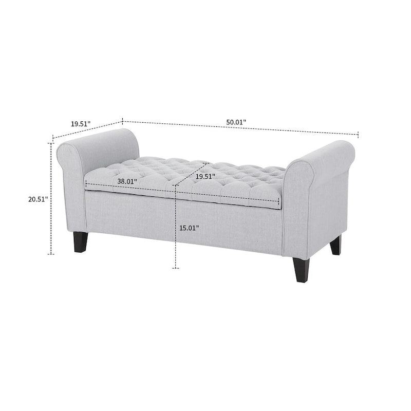 Banc de rangement capitonné moderne et élégant avec plateau relevable