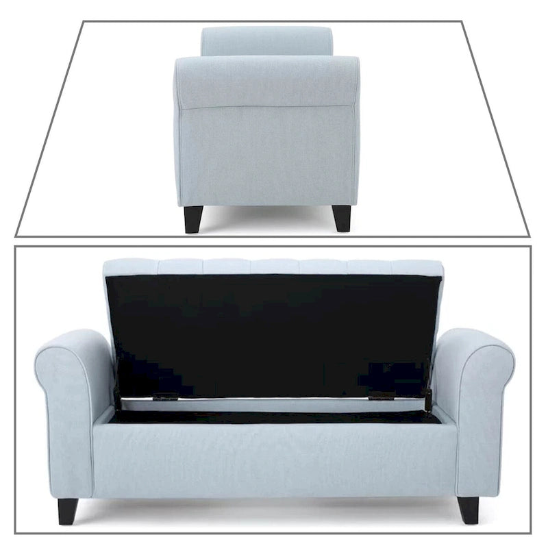 Banc de rangement capitonné moderne et élégant avec plateau relevable