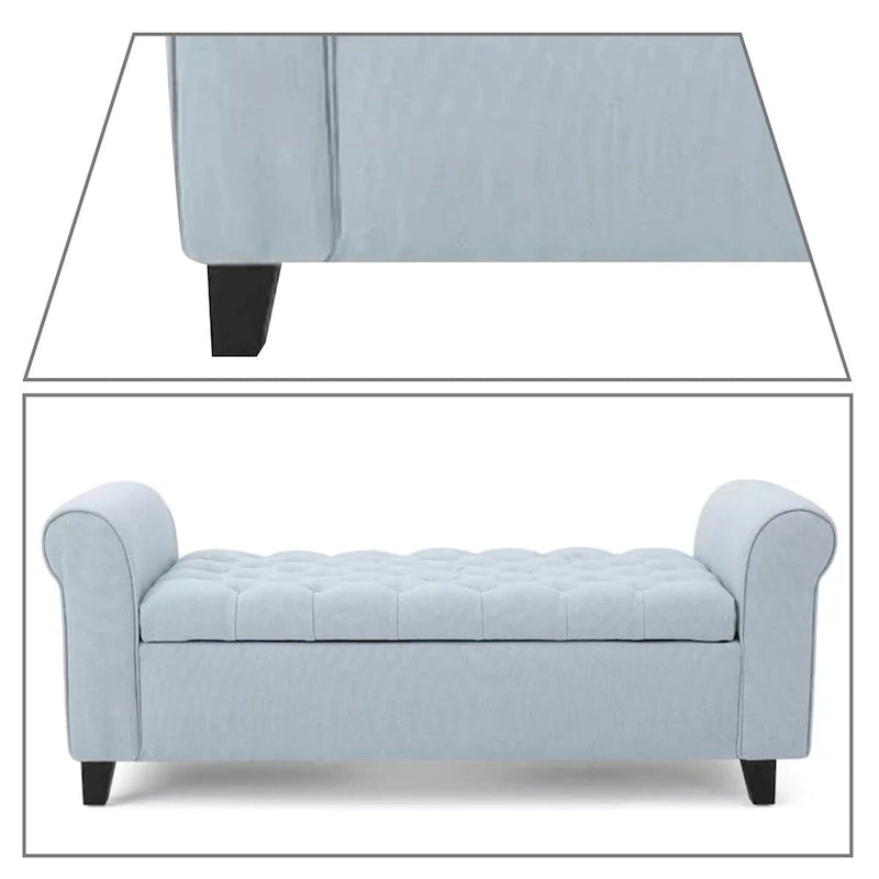 Banc de rangement capitonné moderne et élégant avec plateau relevable