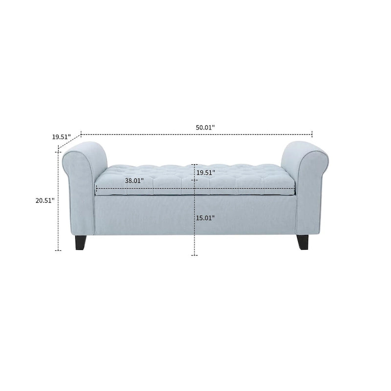Banc de rangement capitonné moderne et élégant avec plateau relevable
