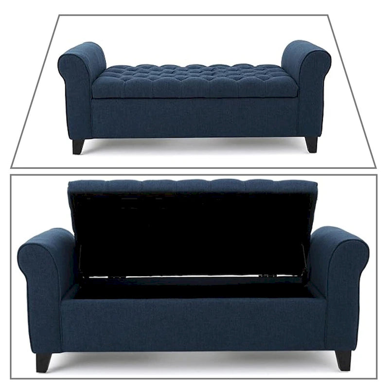 Banc de rangement capitonné moderne et élégant avec plateau relevable