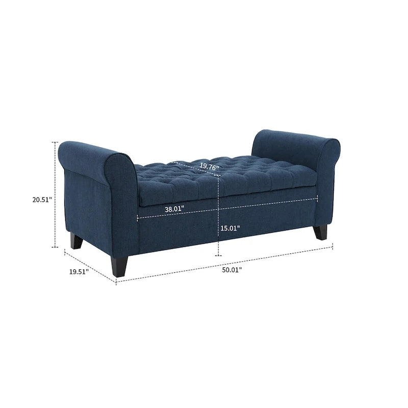 Banc de rangement capitonné moderne et élégant avec plateau relevable