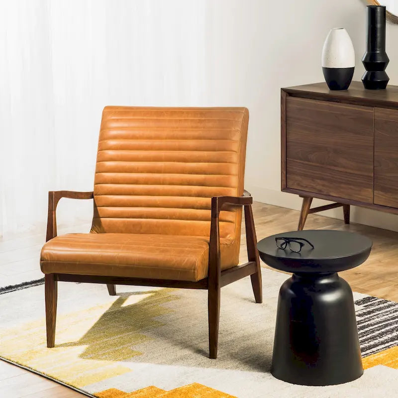 Fauteuil de salon en cuir véritable