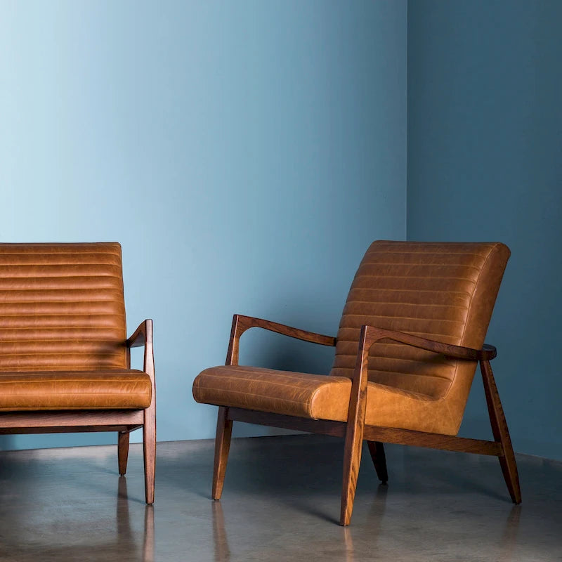 Fauteuil de salon en cuir véritable