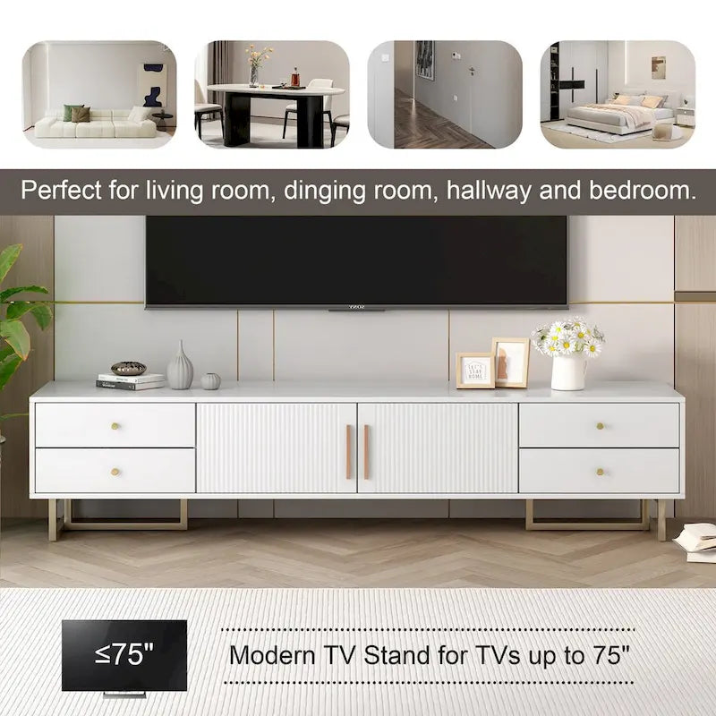 Meuble TV moderne de 65+ pouces avec rangement pour salon