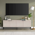 Un meuble TV rectangulaire, adapté aux téléviseurs d'une largeur maximale de 78 à 70 pouces.