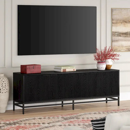 Un meuble TV rectangulaire, adapté aux téléviseurs d'une largeur maximale de 78 à 70 pouces.