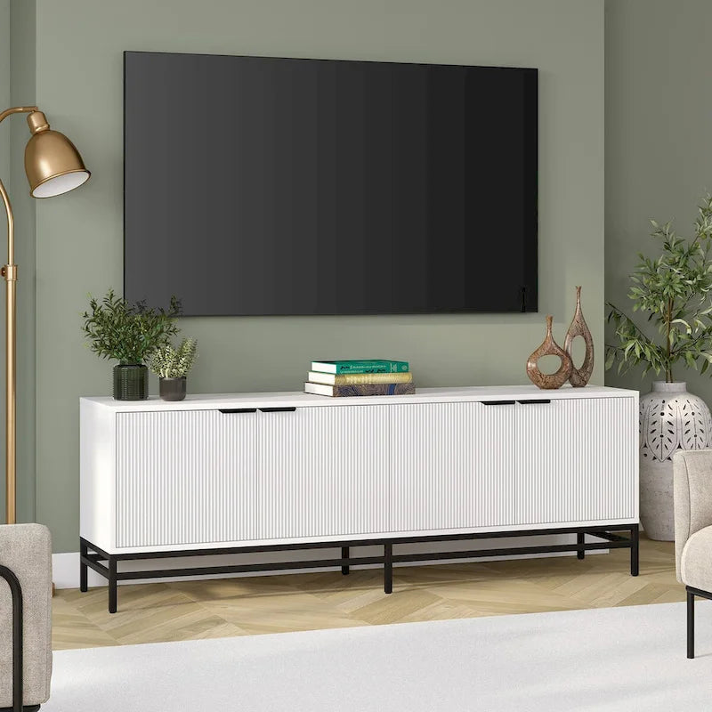 Un meuble TV rectangulaire, adapté aux téléviseurs d'une largeur maximale de 78 à 70 pouces.