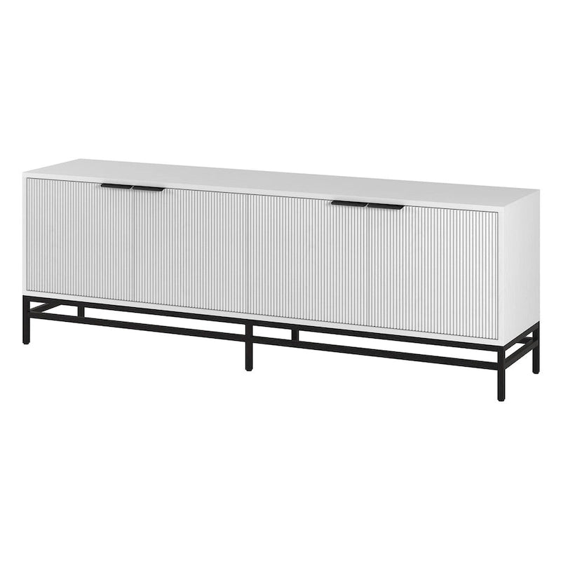 Un meuble TV rectangulaire, adapté aux téléviseurs d'une largeur maximale de 78 à 70 pouces.