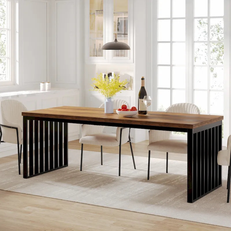 Table à manger de 200 cm pour 6 à 8 personnes, table à manger en bois pour salle à manger