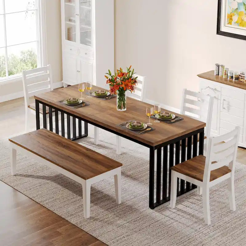 Table à manger de 200 cm pour 6 à 8 personnes, table à manger en bois pour salle à manger