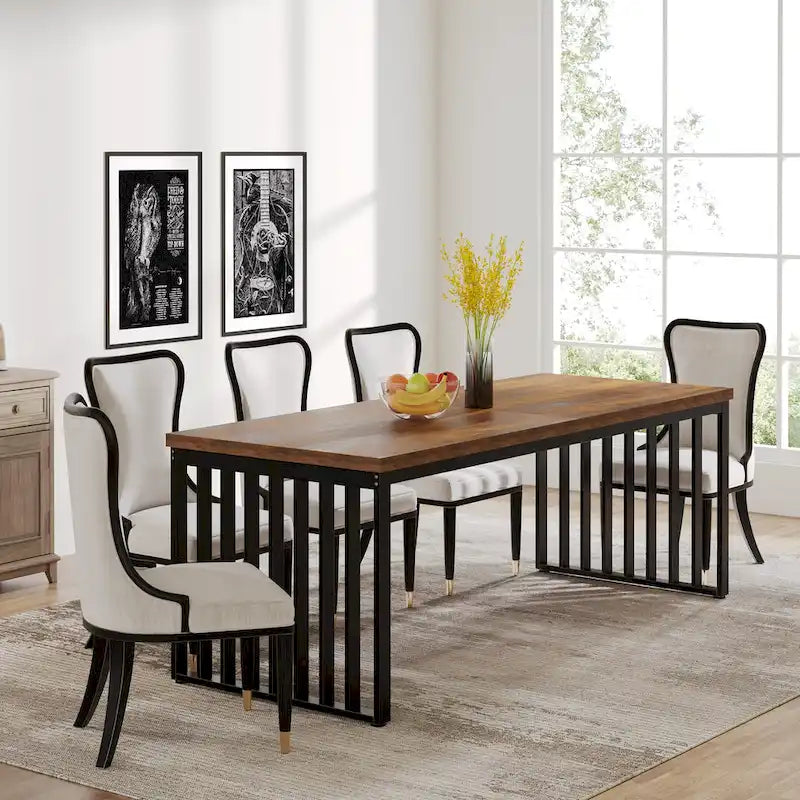 Table à manger de 200 cm pour 6 à 8 personnes, table à manger en bois pour salle à manger