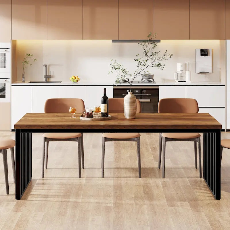 Table à manger de 200 cm pour 6 à 8 personnes, table à manger en bois pour salle à manger