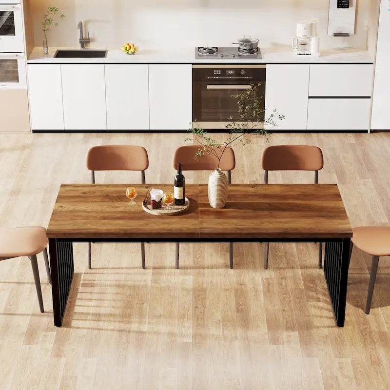 Table à manger de 200 cm pour 6 à 8 personnes, table à manger en bois pour salle à manger