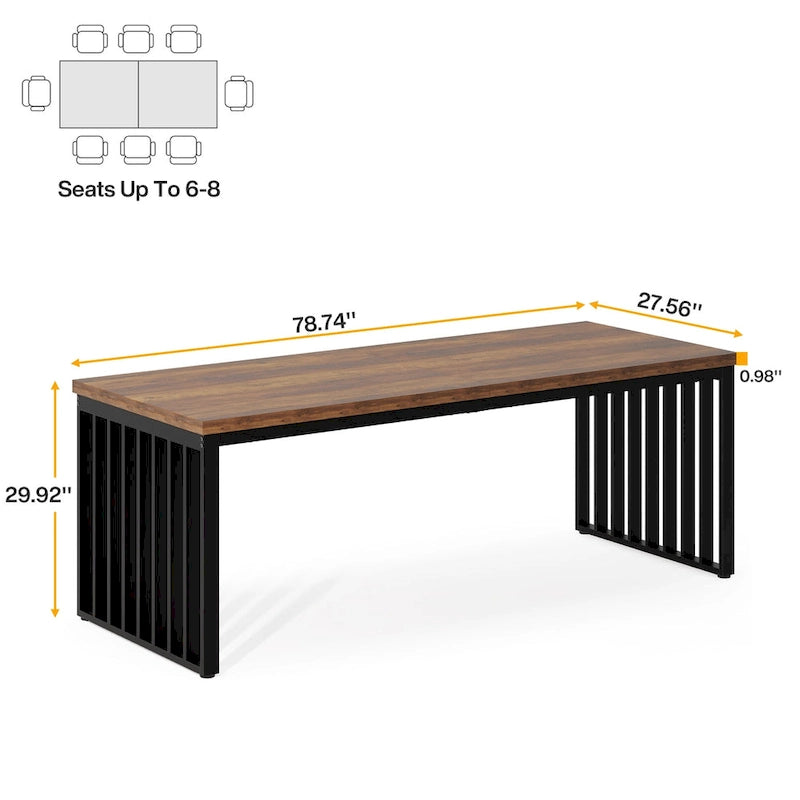 Table à manger de 200 cm pour 6 à 8 personnes, table à manger en bois pour salle à manger