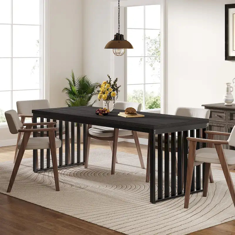 Table à manger de 200 cm pour 6 à 8 personnes, table à manger en bois pour salle à manger