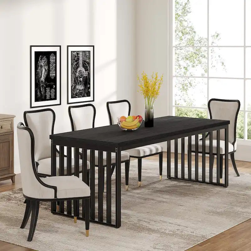 Table à manger de 200 cm pour 6 à 8 personnes, table à manger en bois pour salle à manger