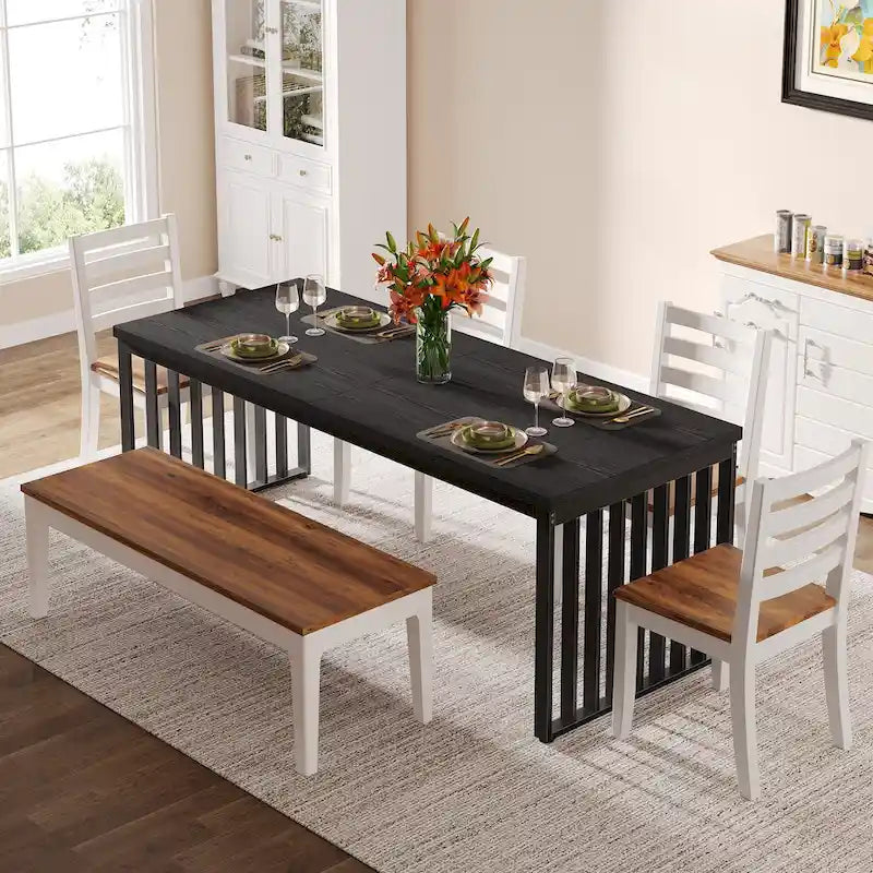 Table à manger de 200 cm pour 6 à 8 personnes, table à manger en bois pour salle à manger