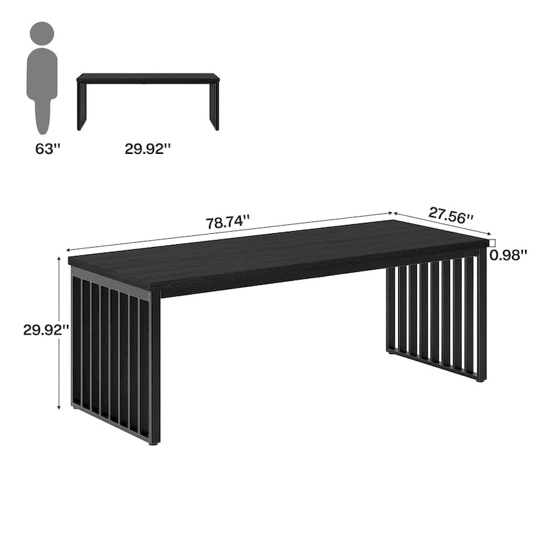 Table à manger de 200 cm pour 6 à 8 personnes, table à manger en bois pour salle à manger