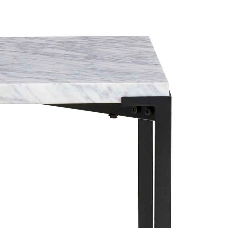 Table d'appoint moderne 20 pouces, dessus en marbre de Carrare, cadre en acier, gris lisse