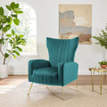 Fauteuil d'appoint à oreilles en velours rayé avec pieds en métal pour le salon
