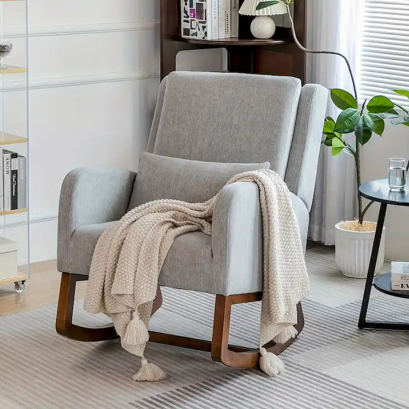 Fauteuil à bascule, Fauteuil à bascule rembourré d'intérieur pour salon, Fauteuil à bascule moderne avec oreiller