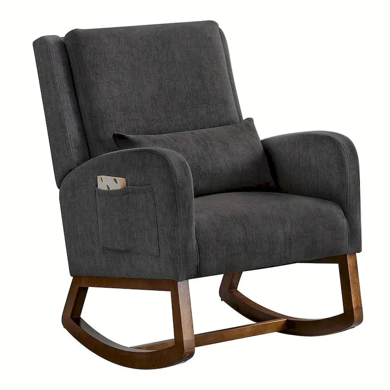 Fauteuil à bascule, Fauteuil à bascule rembourré d'intérieur pour salon, Fauteuil à bascule moderne avec oreiller