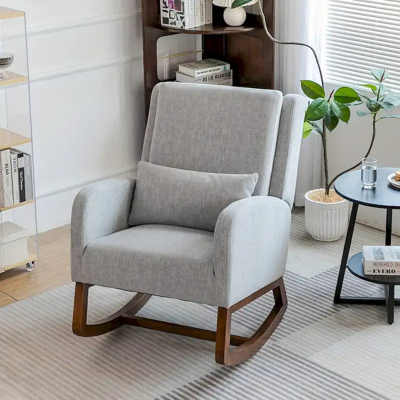 Fauteuil à bascule, Fauteuil à bascule rembourré d'intérieur pour salon, Fauteuil à bascule moderne avec oreiller