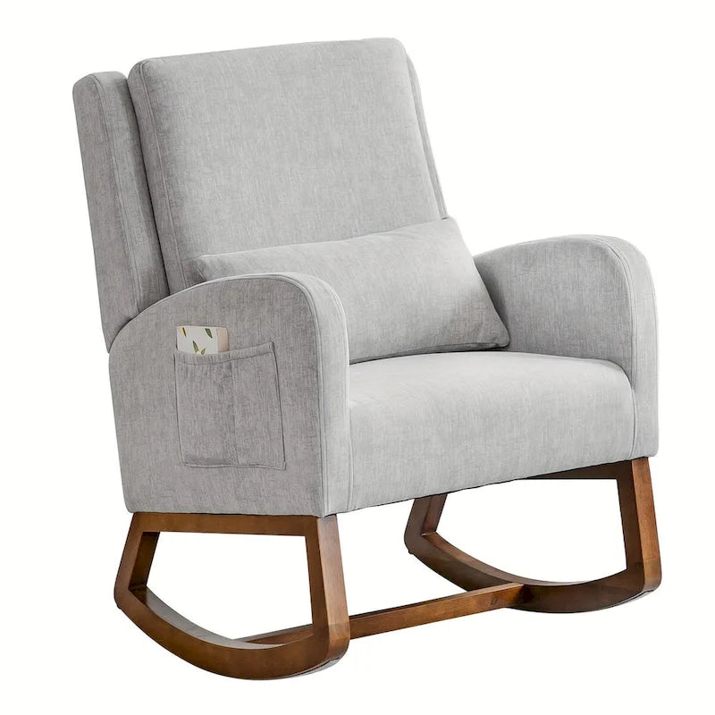 Fauteuil à bascule, Fauteuil à bascule rembourré d'intérieur pour salon, Fauteuil à bascule moderne avec oreiller