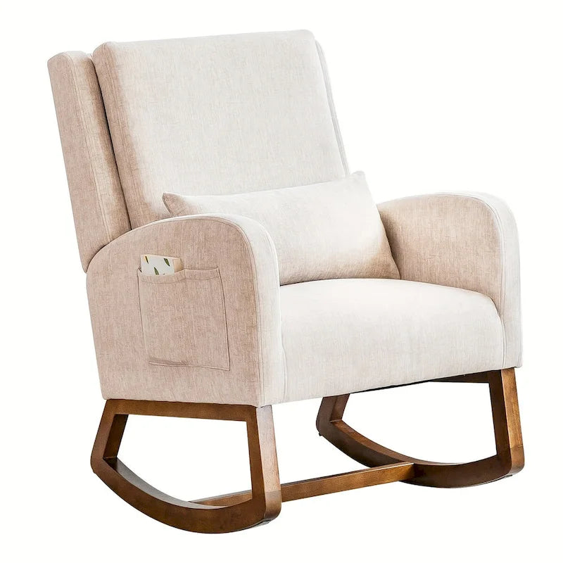 Fauteuil à bascule, Fauteuil à bascule rembourré d'intérieur pour salon, Fauteuil à bascule moderne avec oreiller