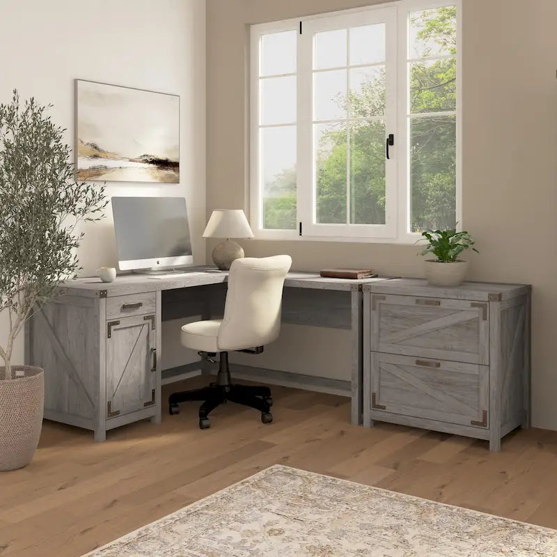 Bureau d'angle avec classeur intégré