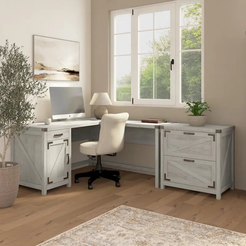 Bureau d'angle avec classeur intégré