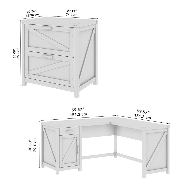 Bureau d'angle avec classeur intégré